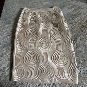 Tally Taylor midi skirt cream dressy satin formal swirls textured 16